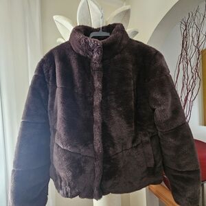 Plush Brown Faux Fur Jacket- Brand NEW never worn